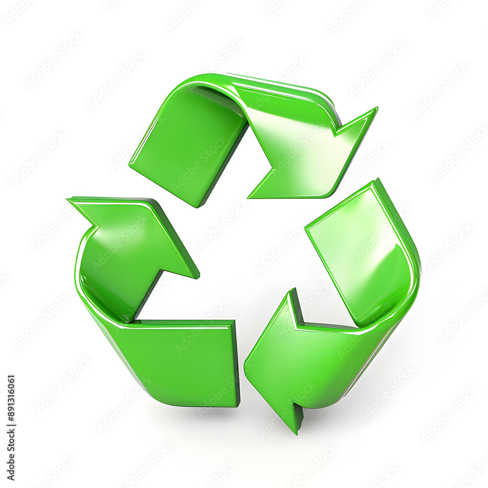 Obraz premium Green recycle icon isolated on white background
