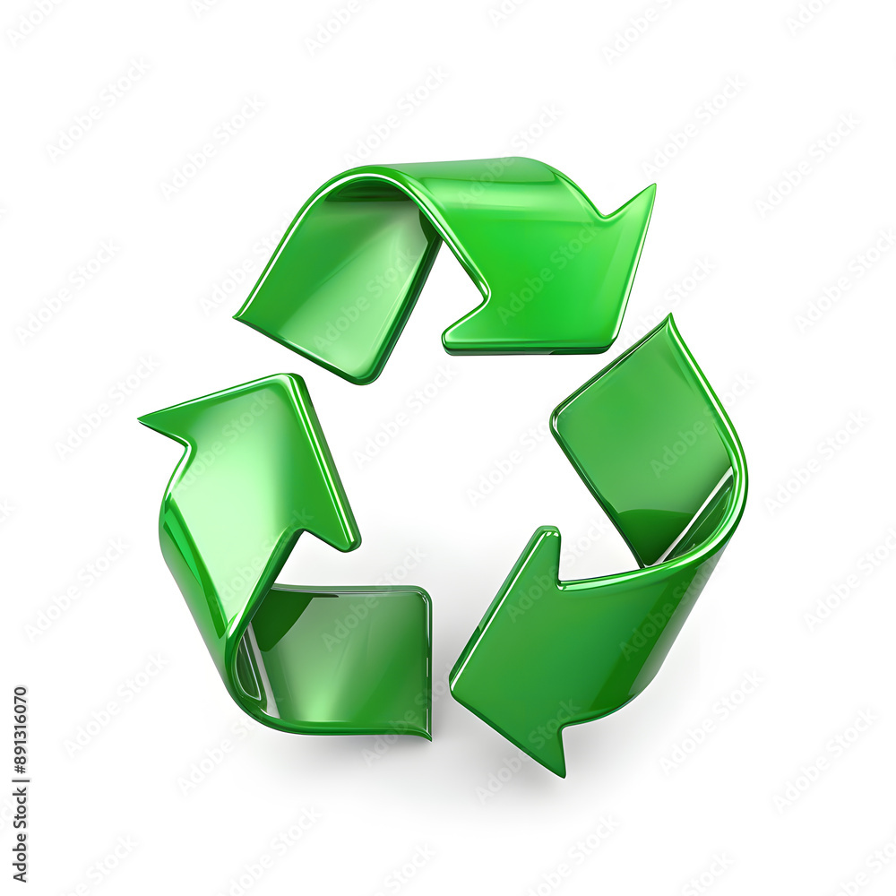 Fototapeta premium Green recycle icon isolated on white background