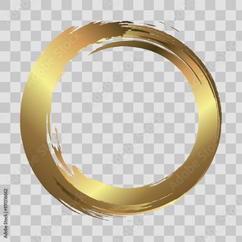 Golden grunge circle. Grunge circle on a transparent background. Creation of backgrounds, design elements, logos and decorative elements. Grunge circle on a chessboard of gray and white squares.