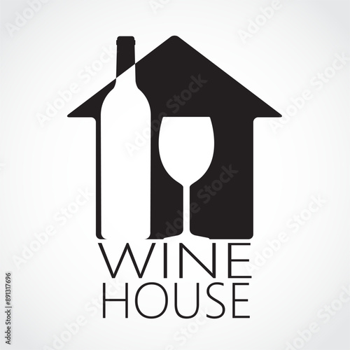 silhouette wine house negative shape label logo