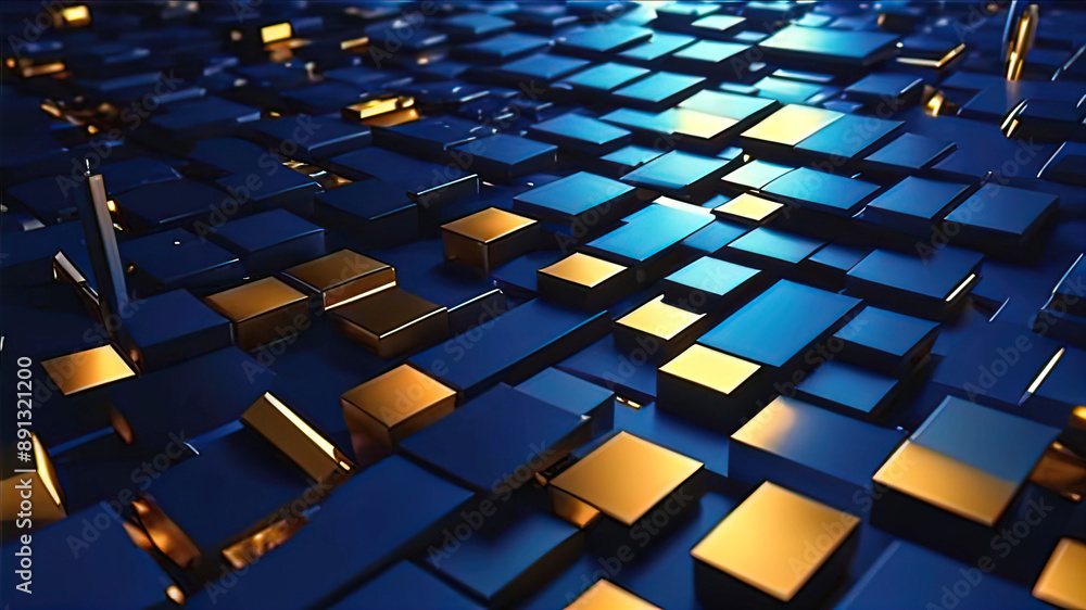 Obraz premium Abstract blue background for flyer, graphic design with rectangular shapes.