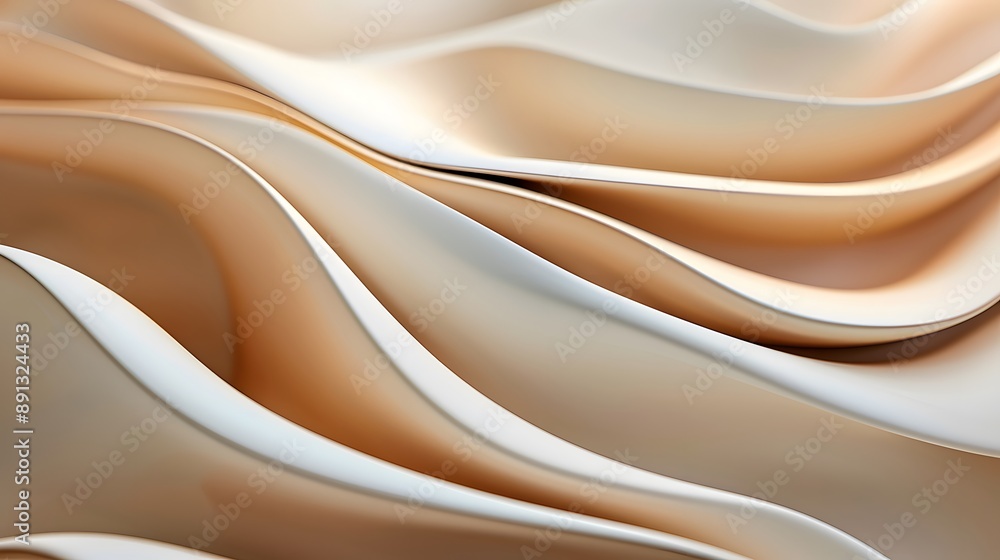 Fototapeta premium Serene Elegance: Close-up of Soft Beige and Cream Abstract Shapes for Neutral Relaxation