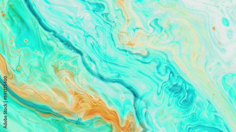 Abstract Swirling Turquoise and Gold Paint. Abstract Swirling Turquoise and Gold Paint.