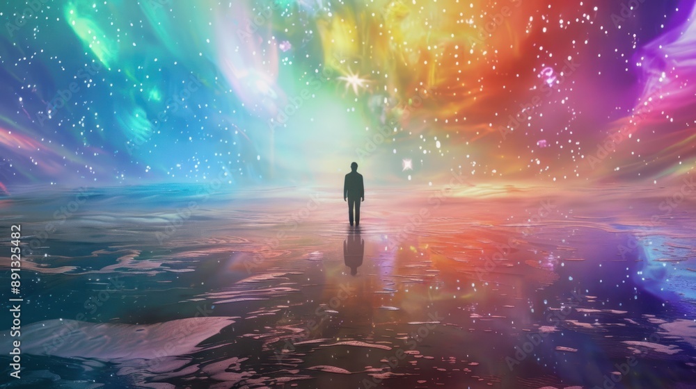 A Solitary Figure Against a Cosmic Backdrop A Solitary Figure Against a Cosmic Backdrop