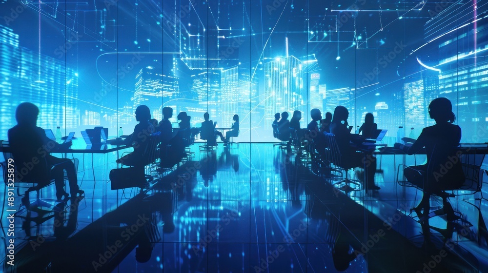 Silhouettes of Business Professionals in a Modern Office Silhouettes of Business Professionals in a Modern Office