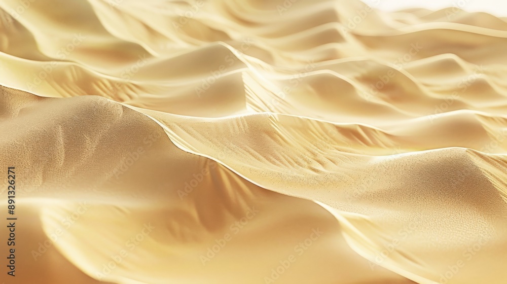 This image showcases golden sand dunes illuminated by soft, warm sunlight, highlighting the smooth curves and natural beauty of the desert landscape in a serene and tranquil scene. This image showcases golden sand dunes illuminated by soft, warm sunlight, highlighting the smooth curves and natural beauty of the desert landscape in a serene and tranquil scene.