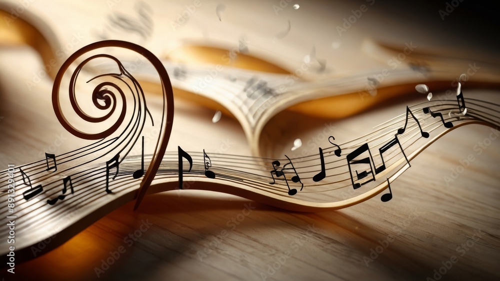 Fototapeta premium An abstract depiction of musical staves transformed into waves symbolizing sound.