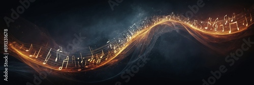 An abstract depiction of musical staves transformed into waves symbolizing sound.
