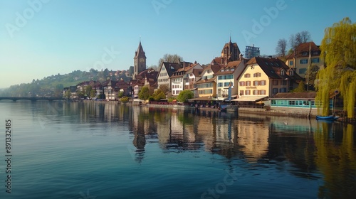 Schaffhausen - Scenic town, stunning views, cultural heritage, vibrant atmosphere, and popular tourist destination © wtwoo