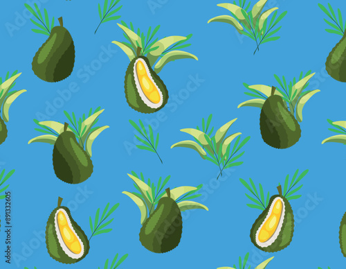 Juicy pattern for printing and printing. Tropical exotic durian fruit in vector. 