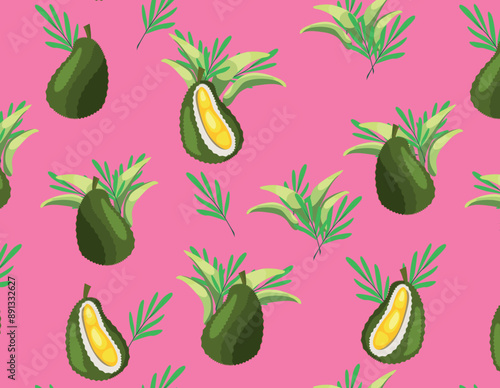 Juicy pattern for printing and printing. Tropical exotic durian fruit in vector. 