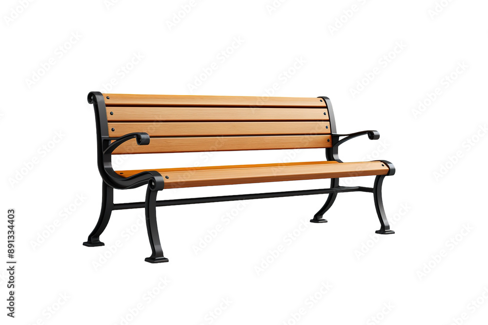 A Solitary Wooden Bench Awaits in the Stillness of the Afternoon on a Clear PNG or White Background. A Solitary Wooden Bench Awaits in the Stillness of the Afternoon on a Clear PNG or White Background.