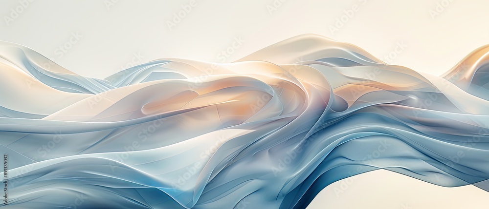 Fototapeta premium Abstract isolated shapes and lines with gradient shading forming a minimalist design on a white background