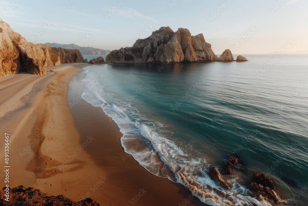 A coastal landscape showcasing a slinky road winding alongside a pristine beach with gentle waves and rocky formations, offering a sense of adventure and serenity. A coastal landscape showcasing a slinky road winding alongside a pristine beach with gentle waves and rocky formations, offering a sense of adventure and serenity.