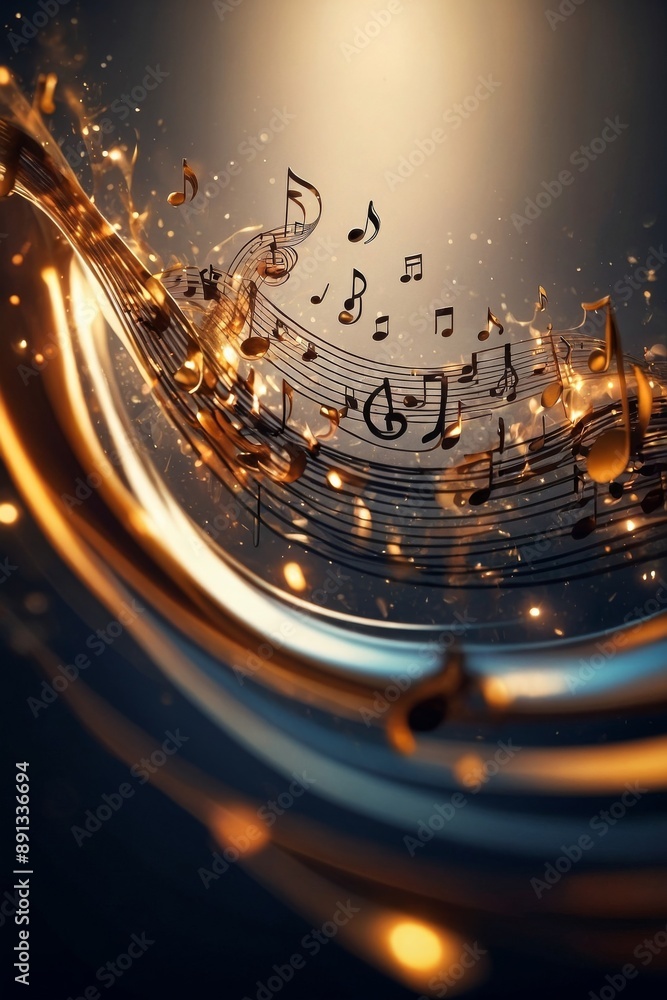 An abstract depiction of musical staves transformed into waves symbolizing sound. An abstract depiction of musical staves transformed into waves symbolizing sound.