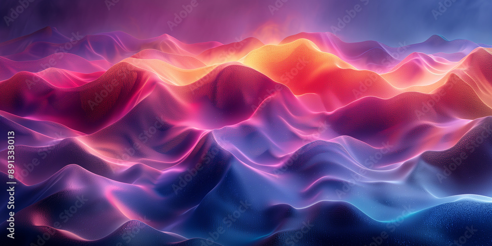 Big Rose Violet Neon Wave Background Wallpaper Backdrop, Wavy organic shape element