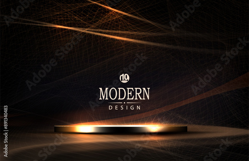 Illustration with a golden podium and a dull fabric texture.