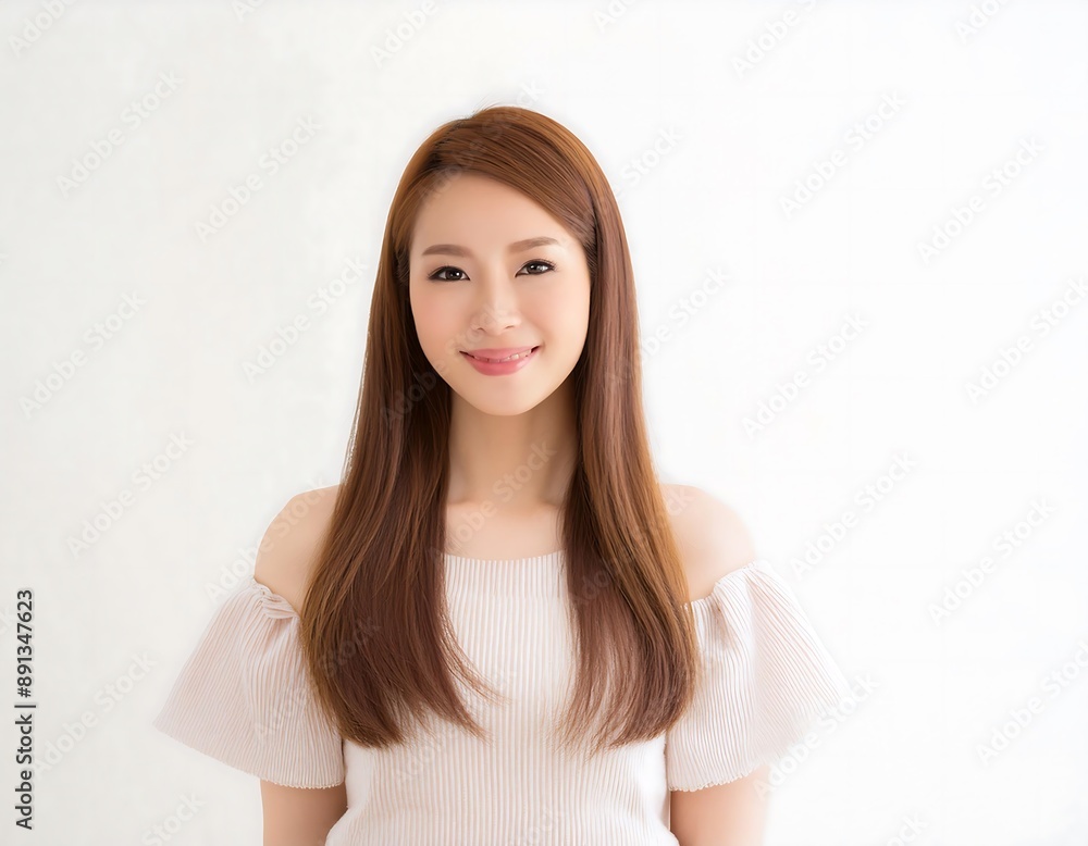 Portrait beautiful young asian woman with long hair and wellness treatment Portrait beautiful young asian woman with long hair and wellness treatment