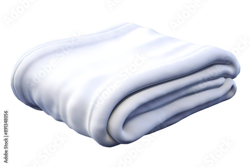 A Soft White Blanket Folded For Comfort and Rest on a Clear PNG or White Background.