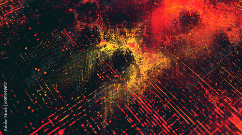 Glowing yellow and red particles form a mesmerizing digital vort photo