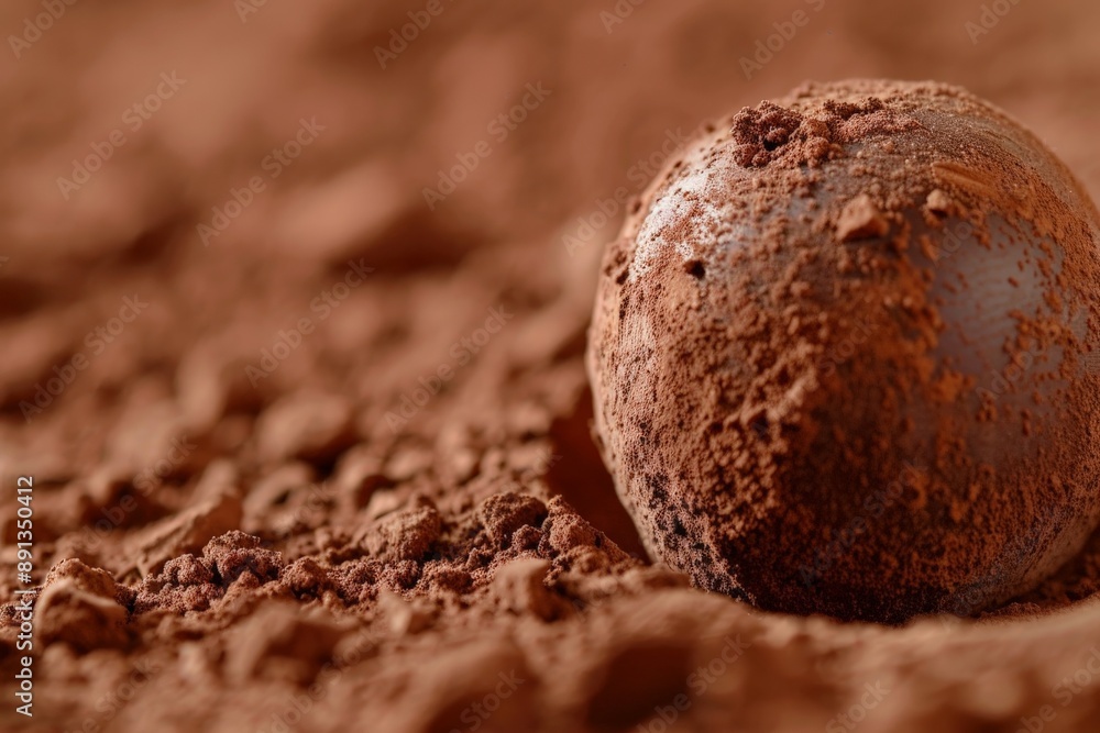 A close-up photograph of a single chocolate truffle covered in cocoa powder, highlighting its rich texture and enticing appearance perfect for dessert lovers. A close-up photograph of a single chocolate truffle covered in cocoa powder, highlighting its rich texture and enticing appearance perfect for dessert lovers.