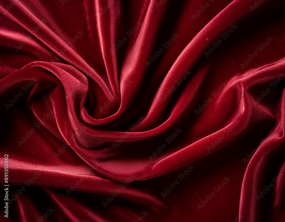Obraz premium Rich Crimson Red Velvet Fabric Texture with Soft, Luxurious Folds