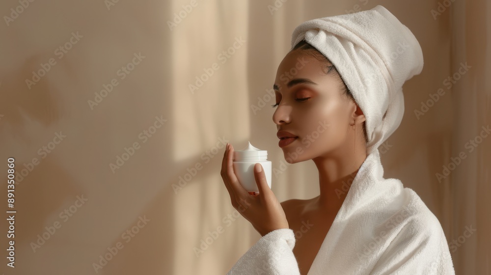 The woman with facial cream The woman with facial cream