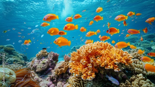 Great Barrier Reef, Australia: The world's largest coral reef system, offering incredible diving and snorkeling opportunities to explore its vibrant marine life. Generative AI
