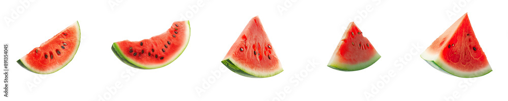 Set of Watermelon Slices Isolated on Transparent Background Set of Watermelon Slices Isolated on Transparent Background