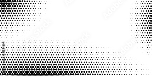 Dot grid pattern vector illustration. Simple black white point background with small and large polka dots. Abstract futuristic dotted mesh with gradient effect. Geometric minimal digital design.