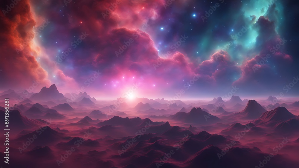 Cosmic landscape featuring glowing nebulae and celestial bodies, ethereal space background Cosmic landscape featuring glowing nebulae and celestial bodies, ethereal space background