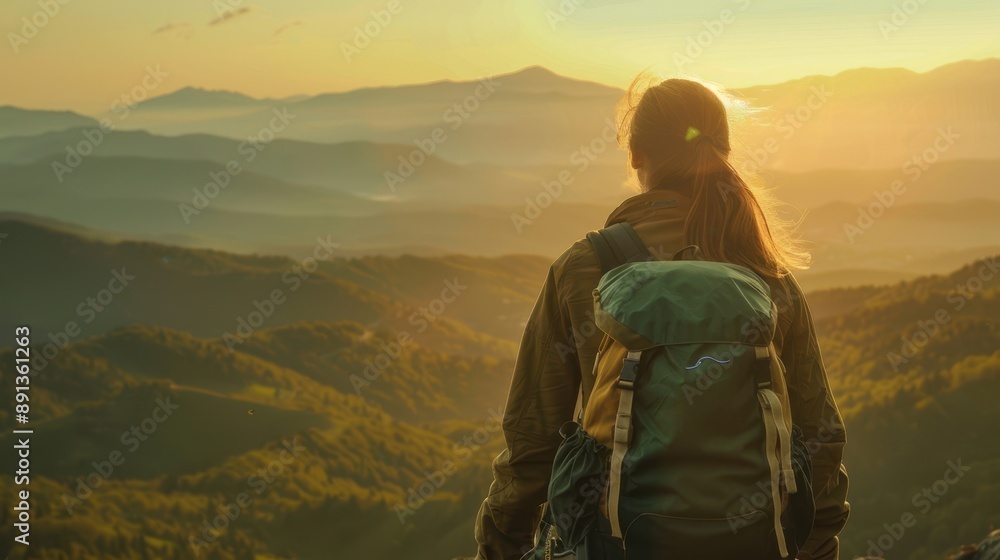 The backpacker in sunset mountains The backpacker in sunset mountains