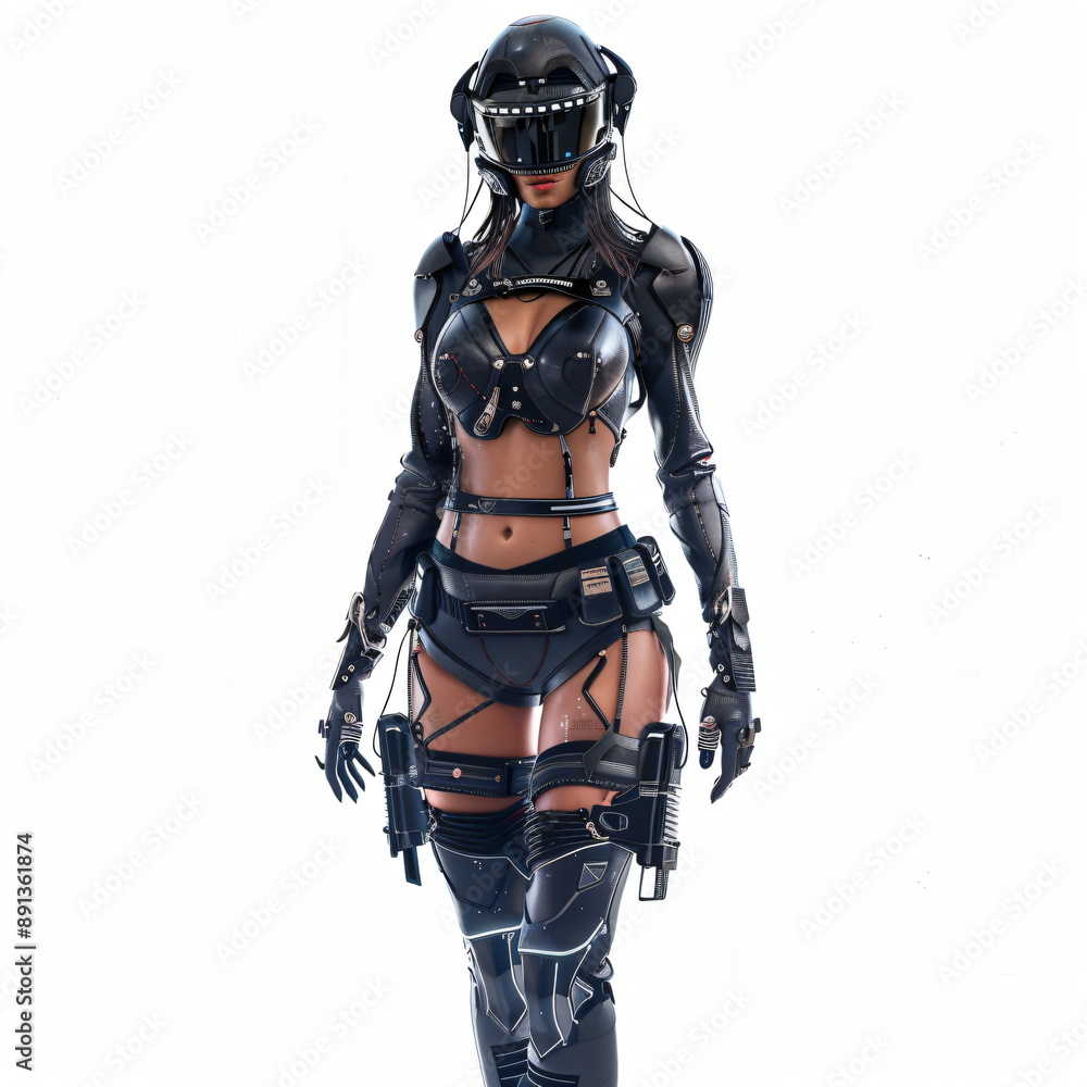 futuristic cyberwoman with highly developed technology on white background futuristic cyberwoman with highly developed technology on white background