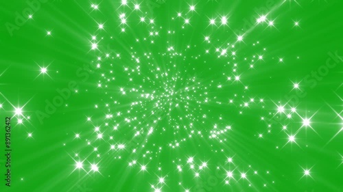 Glitter sparkle animated green screen, 4K Chroma key 3d animation. White shining dust light. Bokeh light lights effect background. Glowing stars sparkle. Concept: Christmas, party, celebrate, birthday