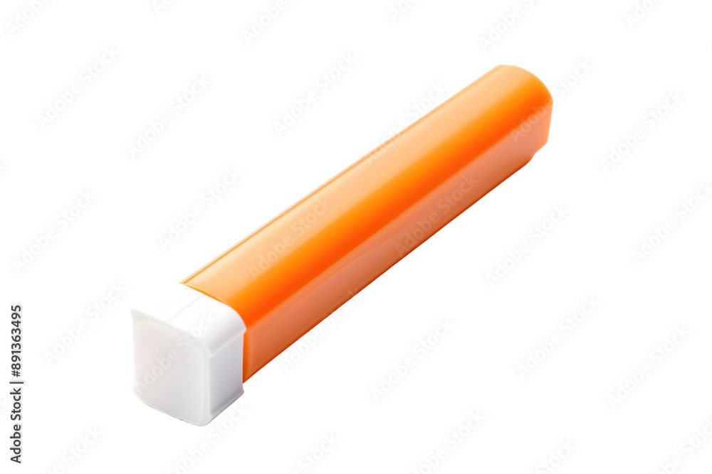 A Single Orange Pill Container on a White Background on a Clear PNG or White Background. A Single Orange Pill Container on a White Background on a Clear PNG or White Background.