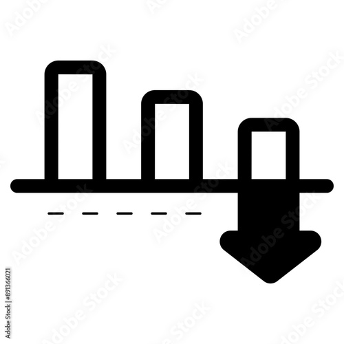 decrease statistical bar graph icon