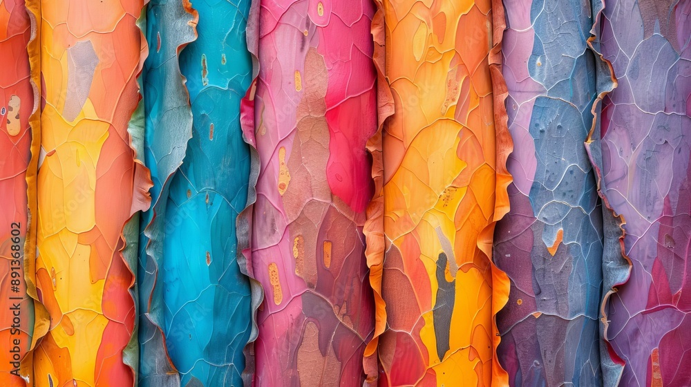 Rainbow eucalyptus trees, colorful bark patterns close-up Rainbow eucalyptus trees, colorful bark patterns close-up
