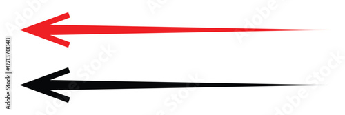 Horizontal long straight arrow signs. Black pointer, direction, position symbol and double arrow icon isolated on white background. Vector Illustration