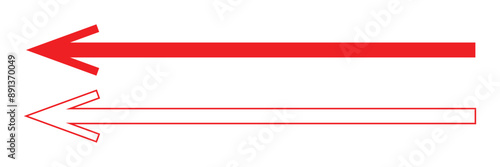 Horizontal long straight arrow signs. Black pointer, direction, position symbol and double arrow icon isolated on white background. Vector Illustration