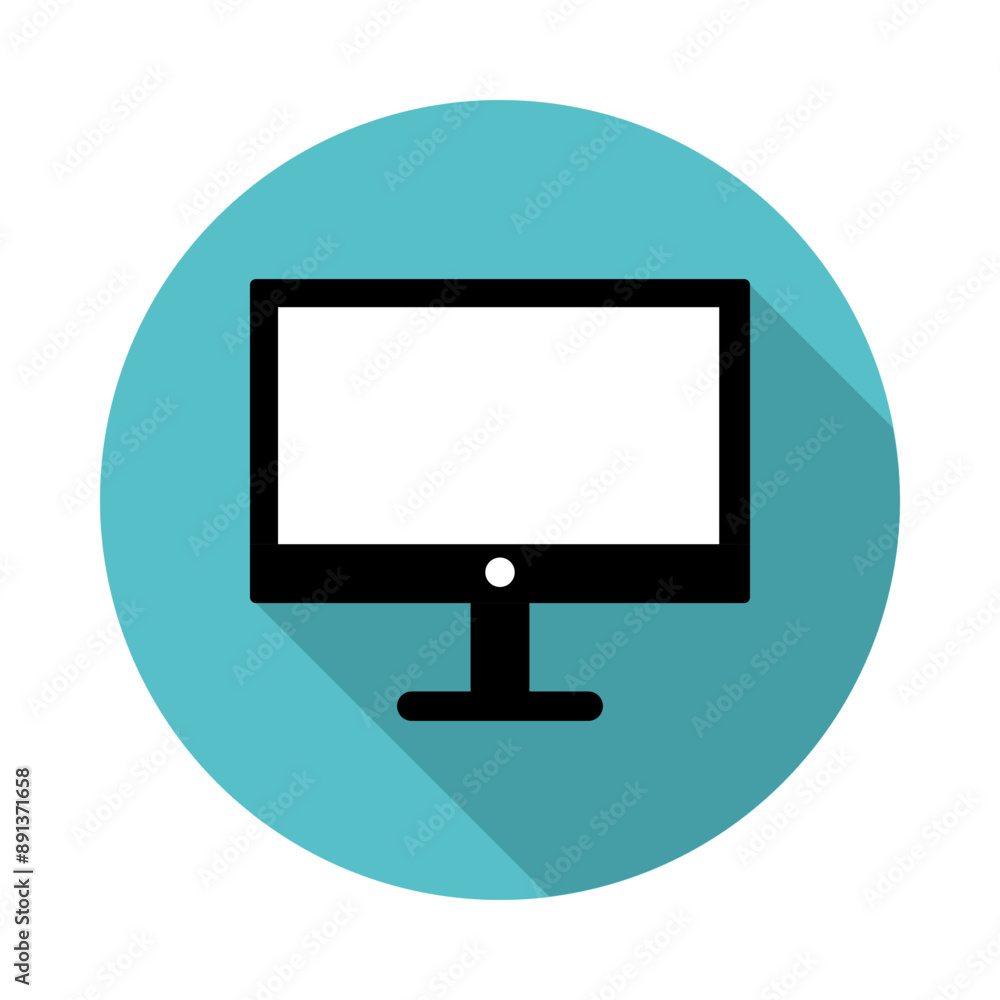 Vector icon of a computer monitor with a circle background. Vector icon of a computer monitor with a circle background.