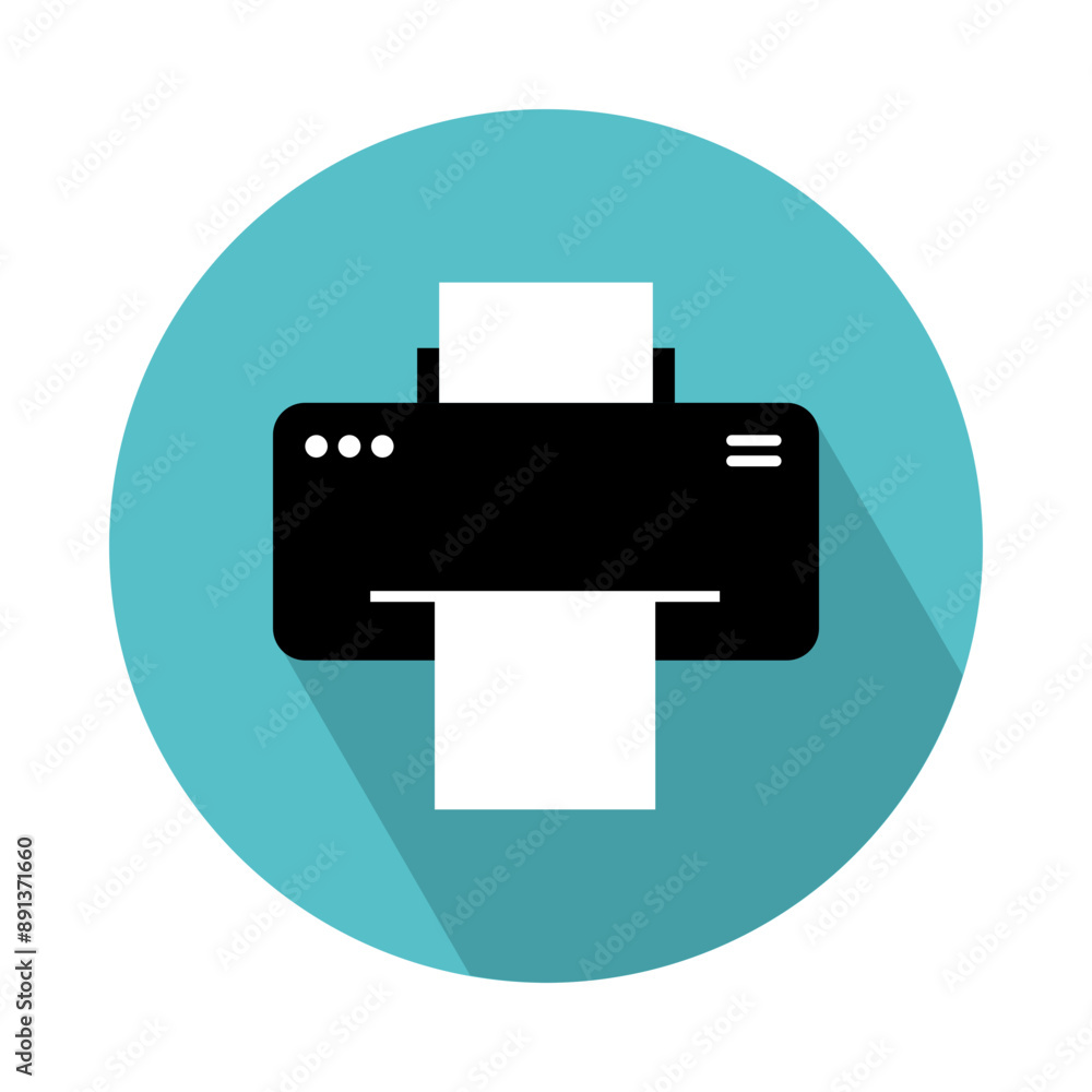 Vector printer icon with a circle background. Vector printer icon with a circle background.