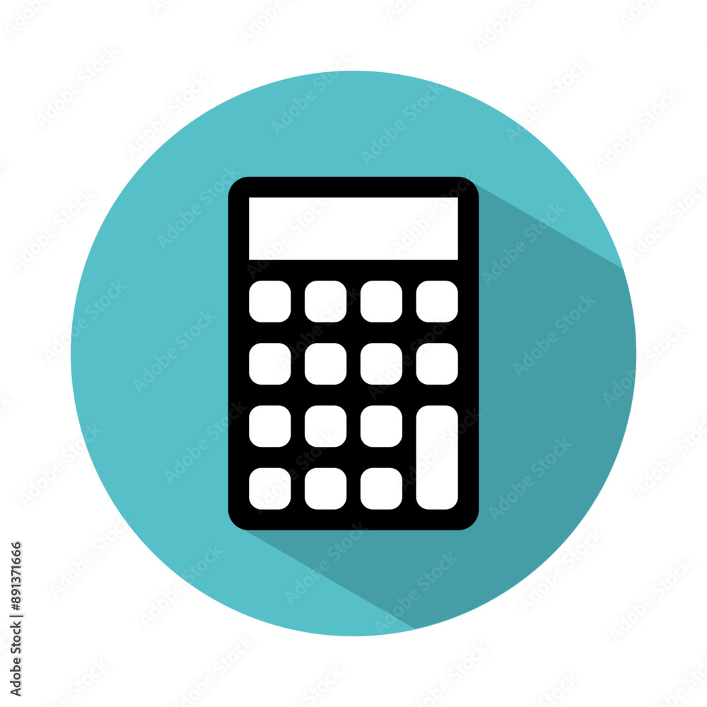 Calculator vector icon with a circle background. Calculator vector icon with a circle background.