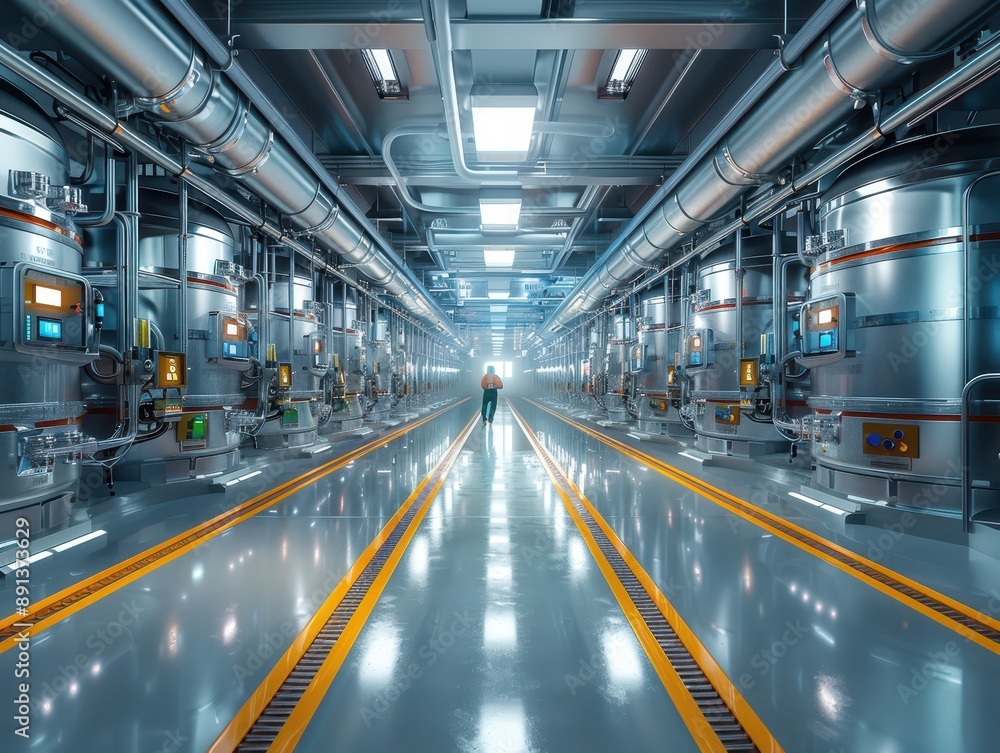 Precision Pharmaceutical Mixing: Hyper-Realistic 3D Rendering in Sterile Environment with Technicians in Protective Gear Precision Pharmaceutical Mixing: Hyper-Realistic 3D Rendering in Sterile Environment with Technicians in Protective Gear