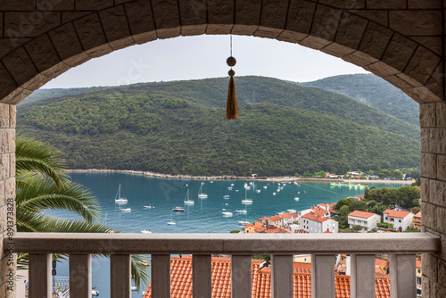 Quadro su tela View from the balcony of a Rabac appartment on the coast of Istria, Croatia