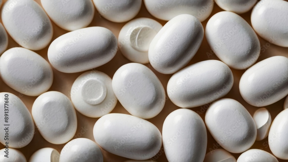 Lots of white round tablets Lots of white round tablets