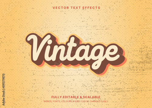 Editable text style effect with Vintage words grunge text style theme