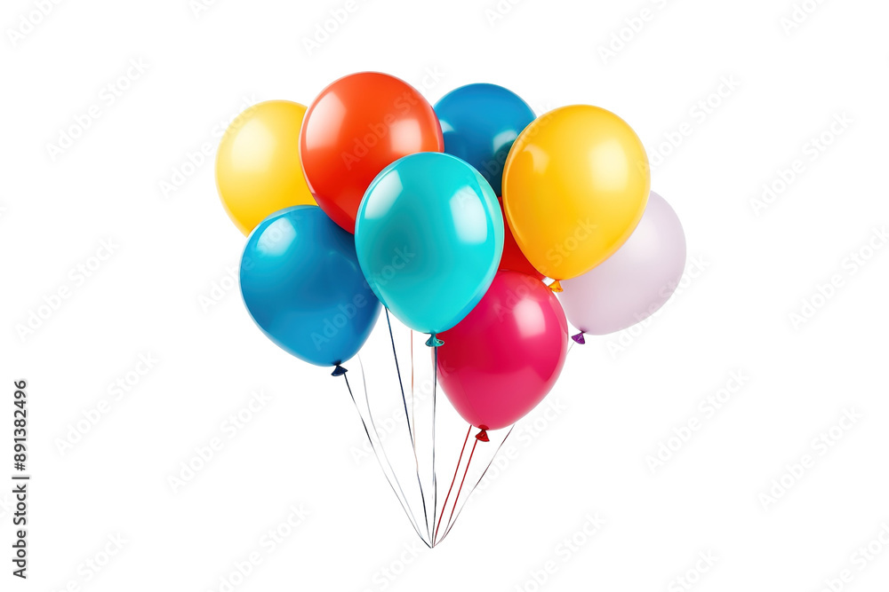 A Rainbow of Joyful Balloons Ready to Celebrate on a Clear PNG or White Background. A Rainbow of Joyful Balloons Ready to Celebrate on a Clear PNG or White Background.