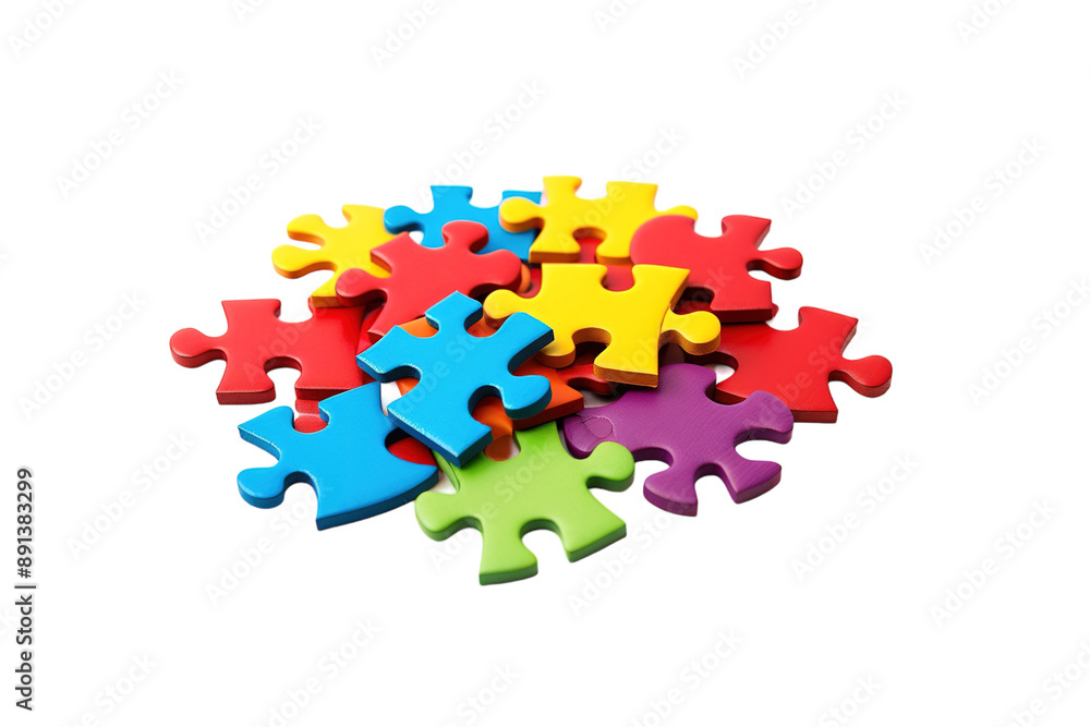 A Colorful Puzzle of Solutions Awaits on a White Background on a Clear PNG or White Background. A Colorful Puzzle of Solutions Awaits on a White Background on a Clear PNG or White Background.