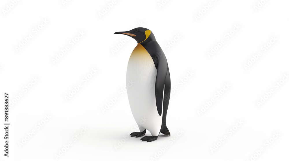 Obraz premium Majestic emperor penguin standing alone on a white background