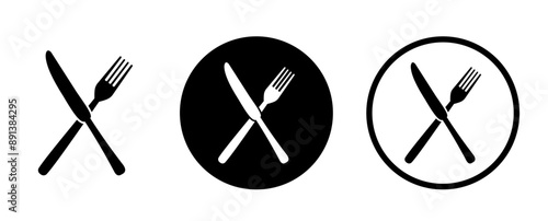 Silverware icons. Fork, knife. Menu symbol. Black silverware icon. Vector illustration.